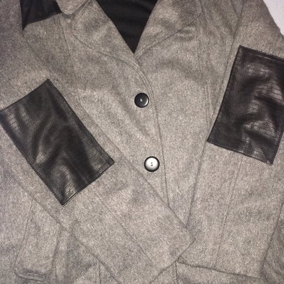 Wool and leather gray and black jacket - Picture 4 of 7